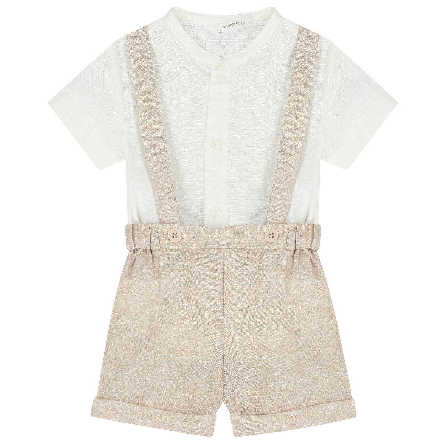 Baby Boys Ivory & Beige Shorts Set, 2, hi-res