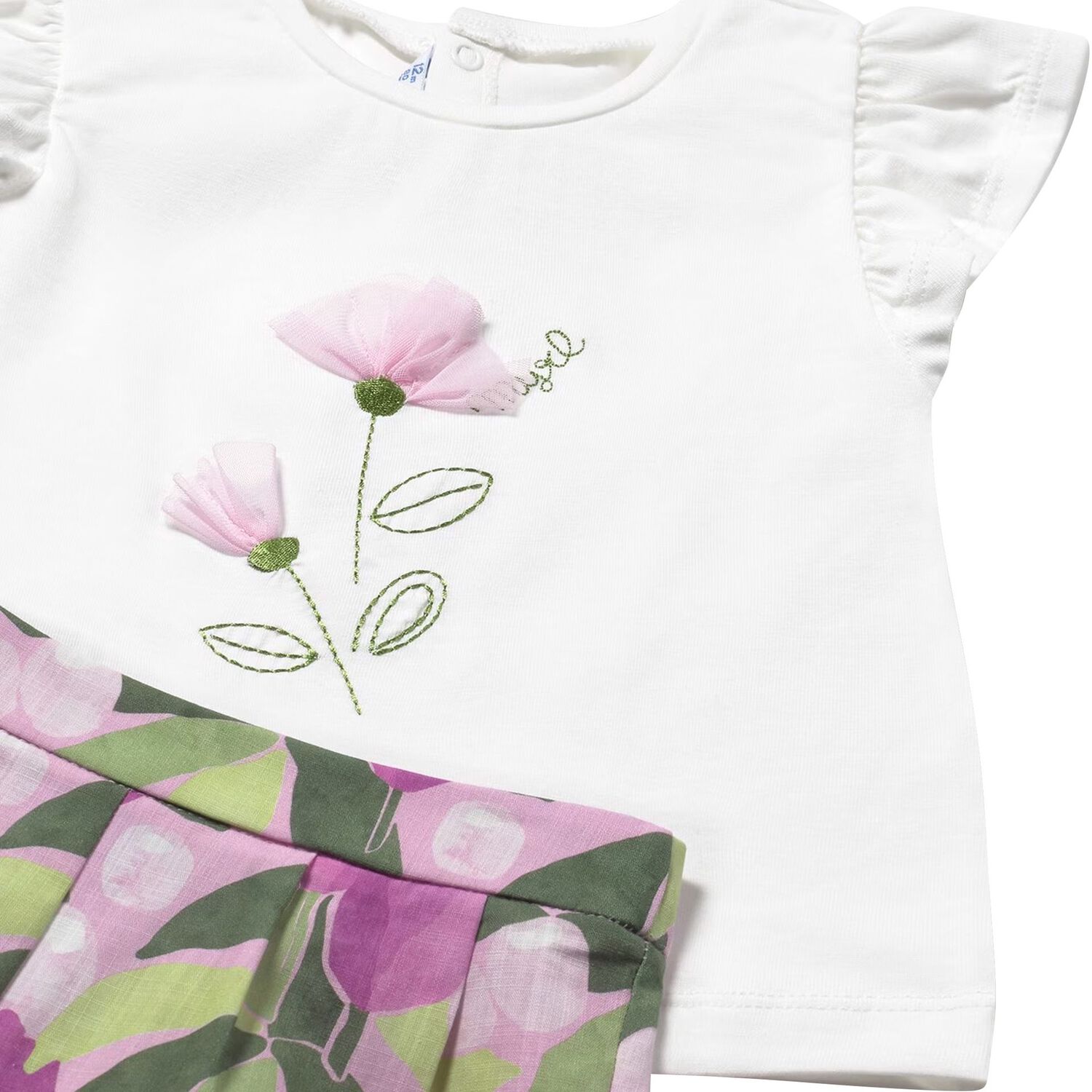 Younger Girls Ivory & Pink Shorts Set, 1, hi-res