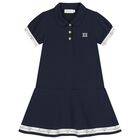 Girls Navy Blue Logo Dress, 1, hi-res