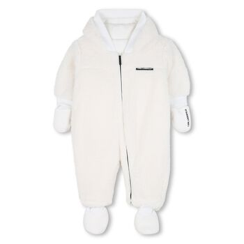 White Sherpa Fleece Baby Pramsuit