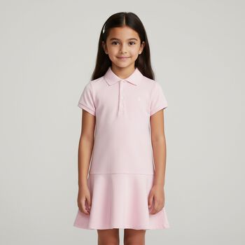 Girls Pink Logo Polo Dress