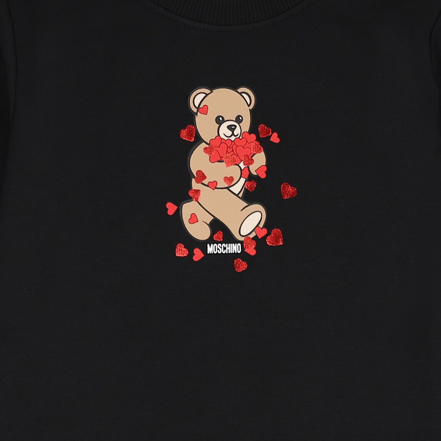 Girls Black Teddy Bear Logo Dress, 2, hi-res