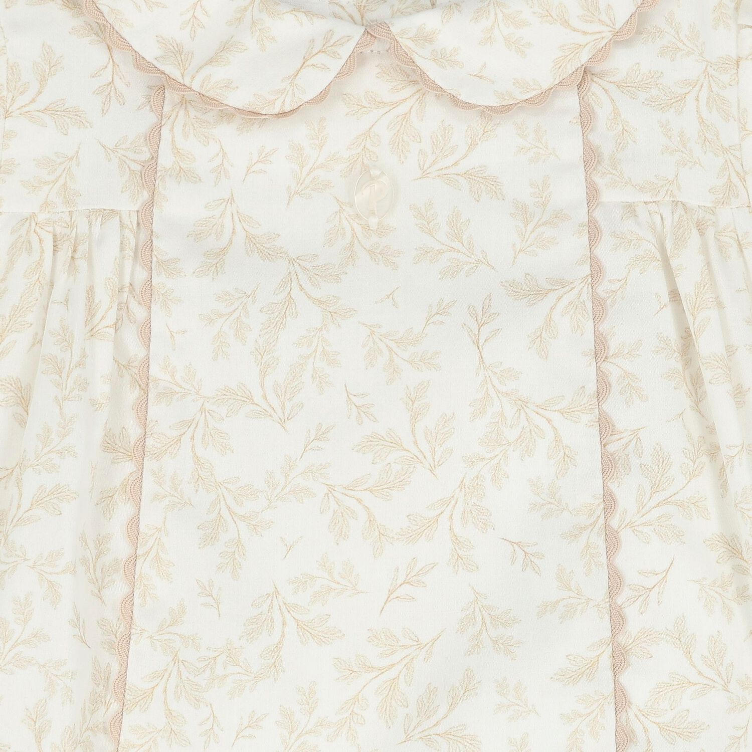 Baby Girls Ivory & Beige Floral Dress, 1, hi-res