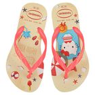 Girls Gold Hello Kitty Logo Flip Flops, 1, hi-res