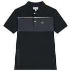 Boys Black Logo Polo Shirt, 1, hi-res