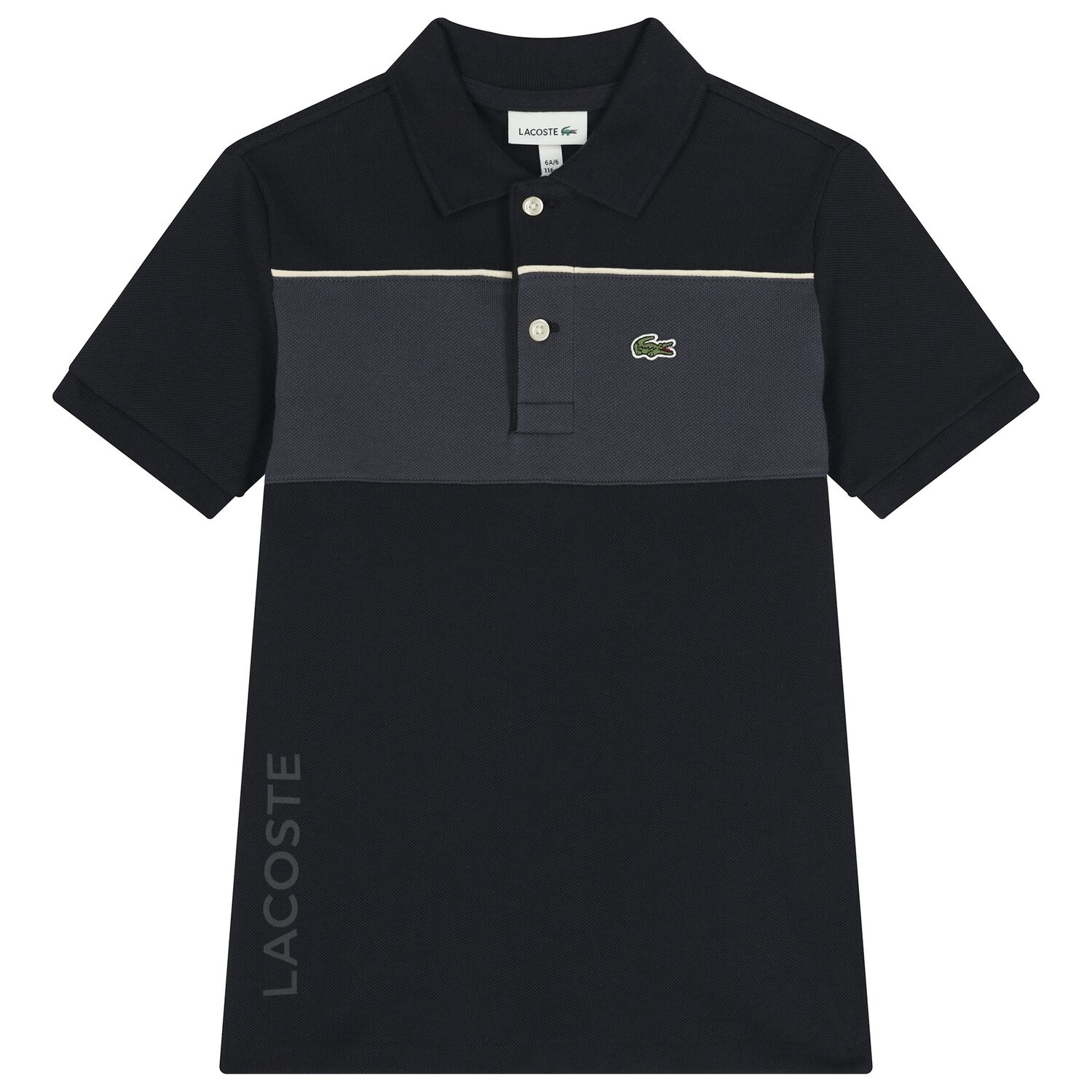 Boys Black Logo Polo Shirt, 1, hi-res