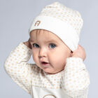 Ivory & Gold Pima Cotton Logo Baby Hat, 1, hi-res