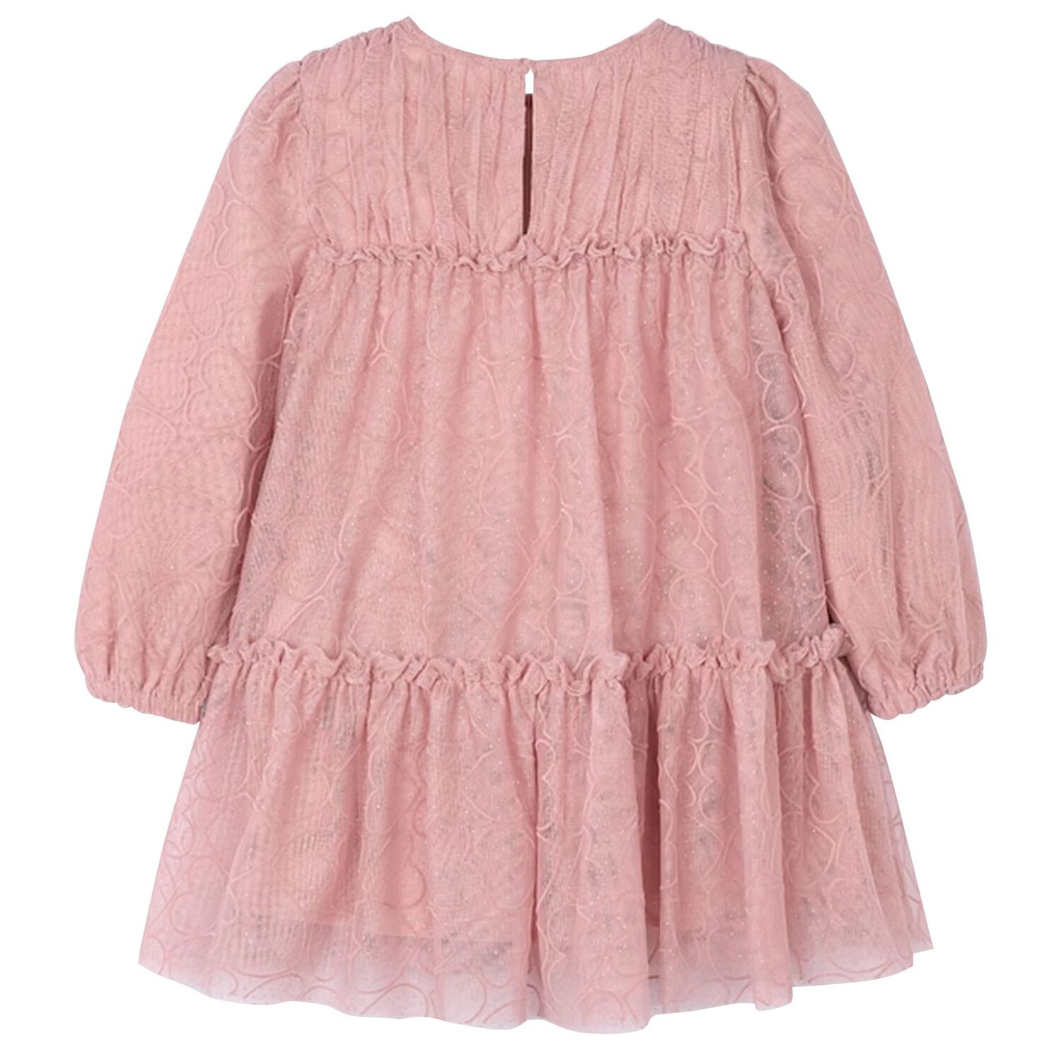 Girls Pink Heart Tulle Dress, 3, hi-res image number null