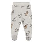 Baby Boys Grey Dinosaur 2 Piece Babygrow, 1, hi-res