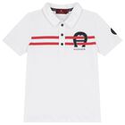 Boys White Logo Polo Shirt, 1, hi-res