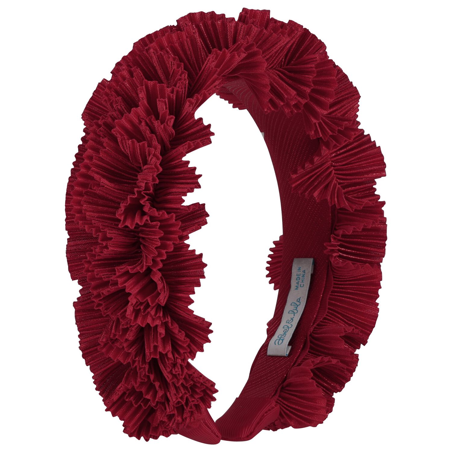 Girls Red Pleated Ruffled Headband, 1, hi-res