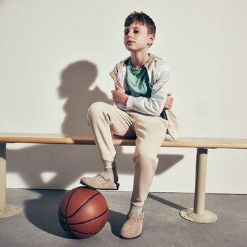 Beige Logo Suede Leather Clog