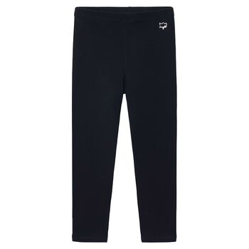 Girls Black Logo Leggings