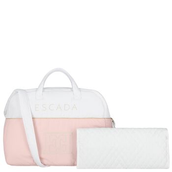 White & Pink Logo Baby Changing Bag
