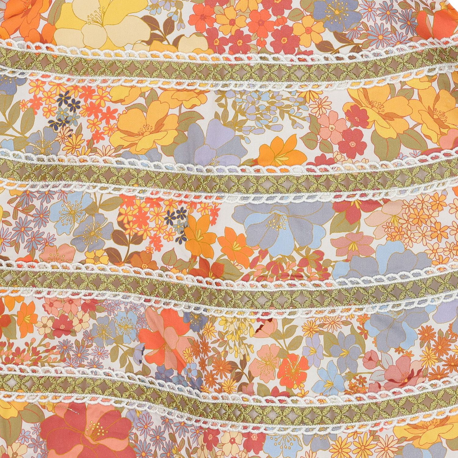 Girls Orange Floral Dress, 1, hi-res