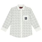 Boys White & Grey Logo Shirt, 1, hi-res