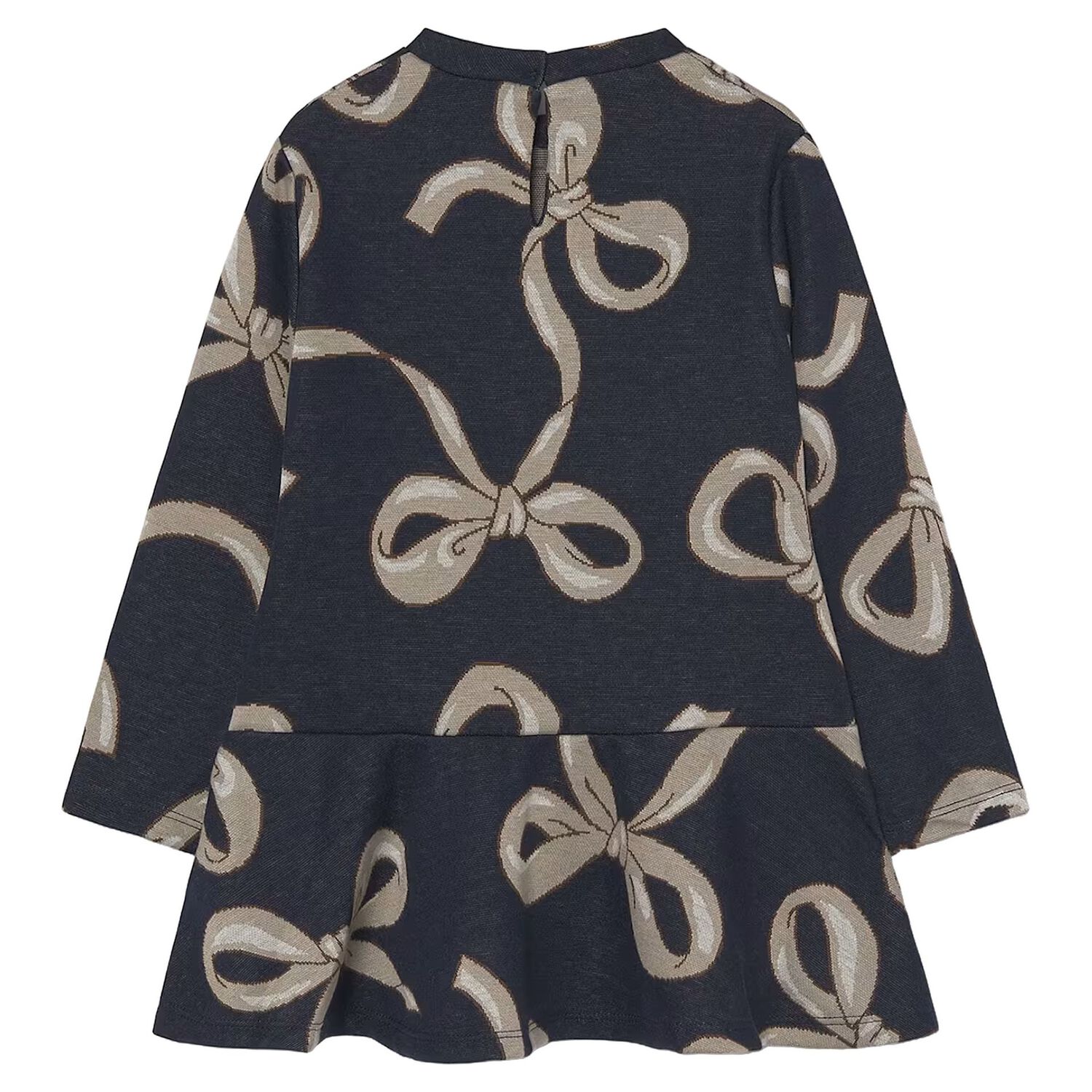 Girls Navy Blue Jacquard Dress Set, 3, hi-res