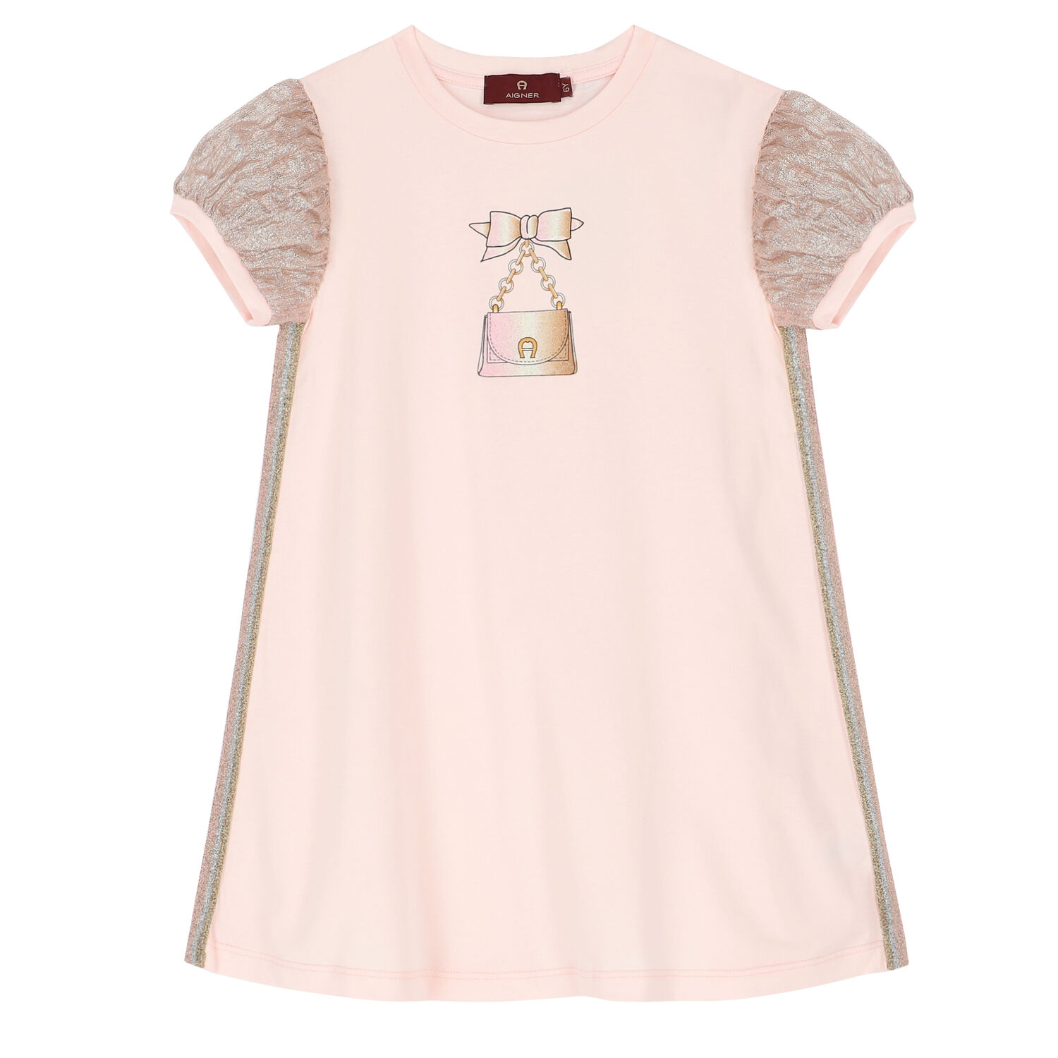Girls Pink Logo Dress, 1, hi-res