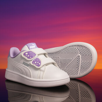 Girls White & Purple Logo Trainers