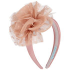 Girls Pink Tulle Flower Headband, 1, hi-res