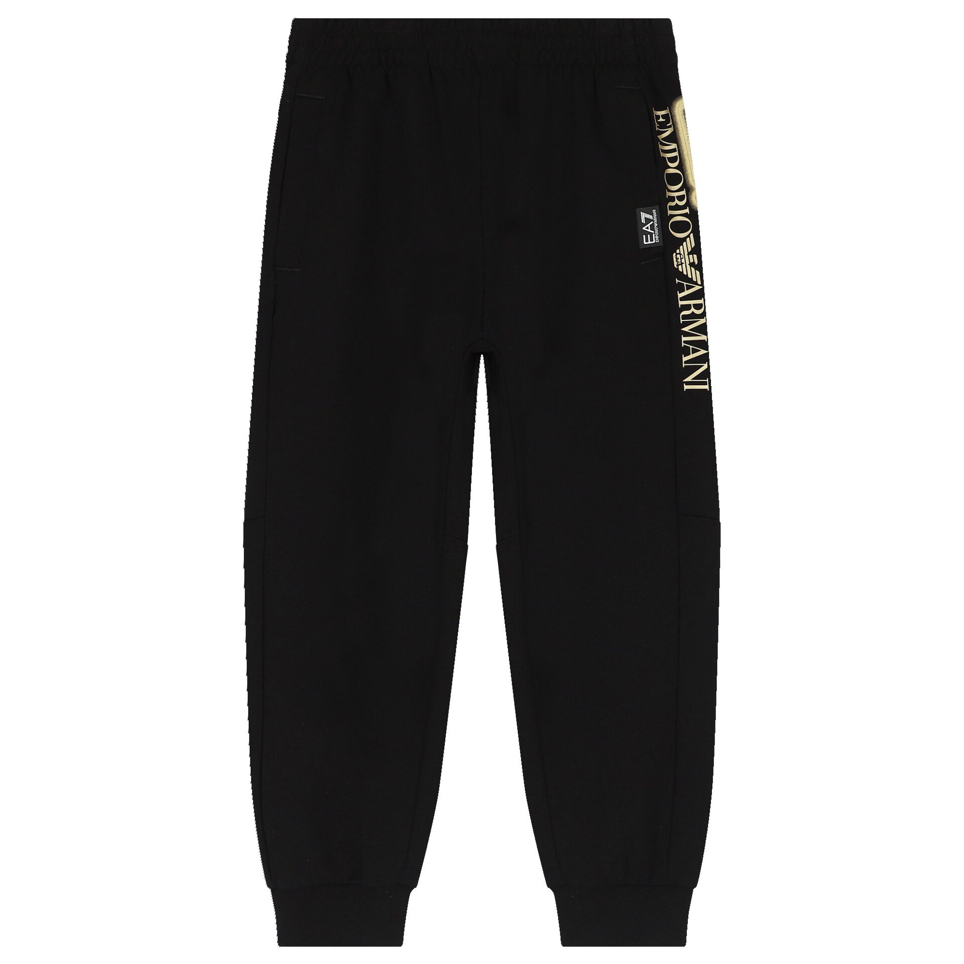 EA7 Emporio Armani Boys Black Logo Joggers Junior Couture UK