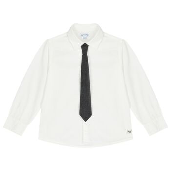 Boys White Long Sleeve Shirt
