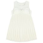 Girls Ivory Bow Dress, 1, hi-res