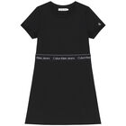 Girls Black Logo Dress, 1, hi-res