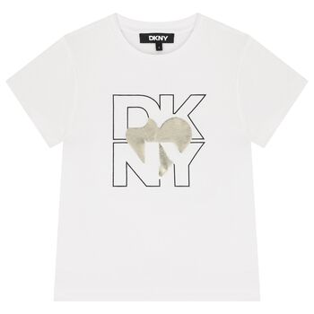 Girls White Logo Heart T-Shirt