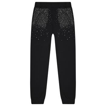 Girls Black Embellished Joggers