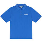 Boys Blue Logo Polo Shirt, 1, hi-res