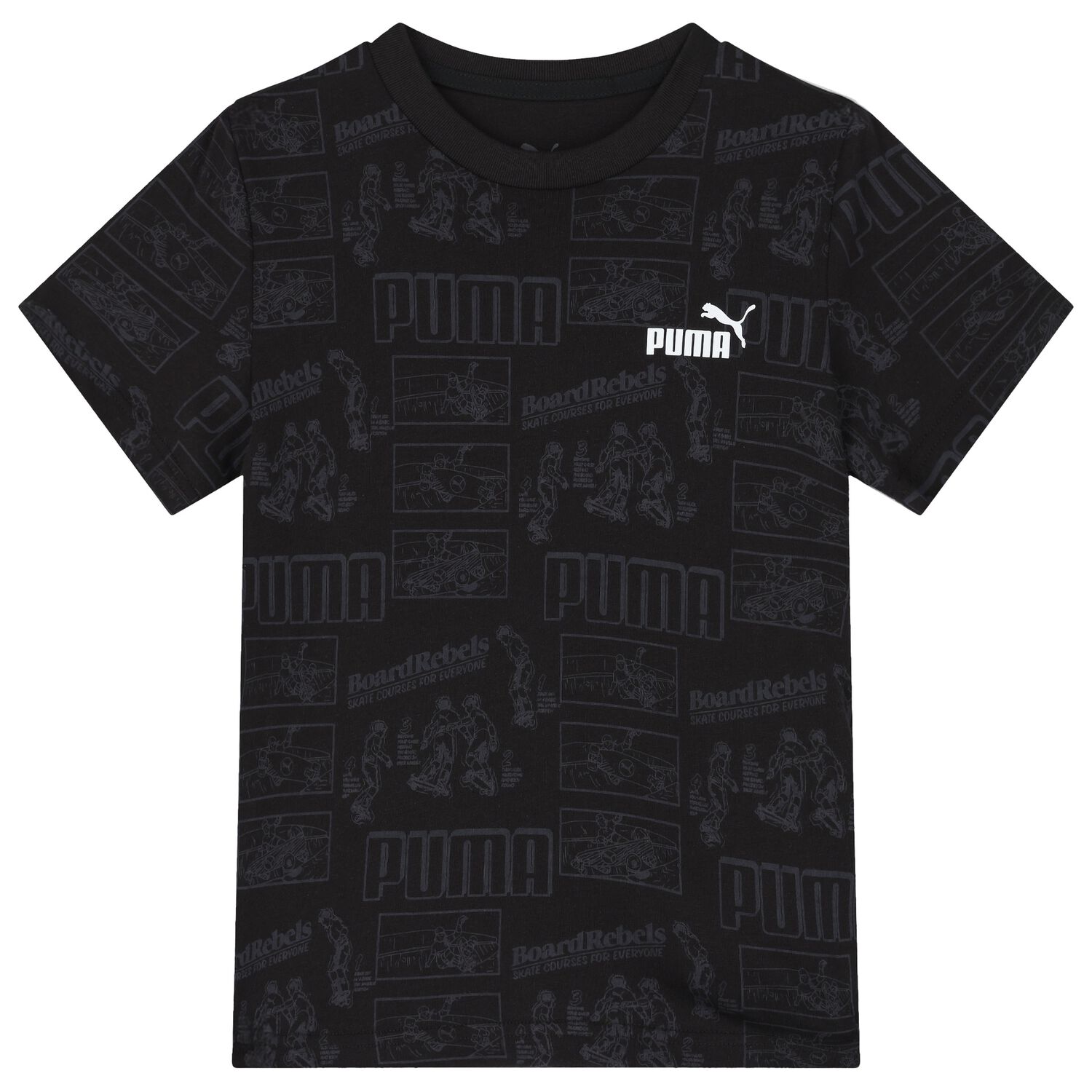 Boys Black Logo T-Shirt, 1, hi-res