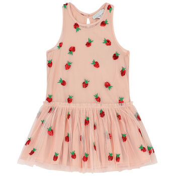 Girls Pink Strawberry Tulle Dress