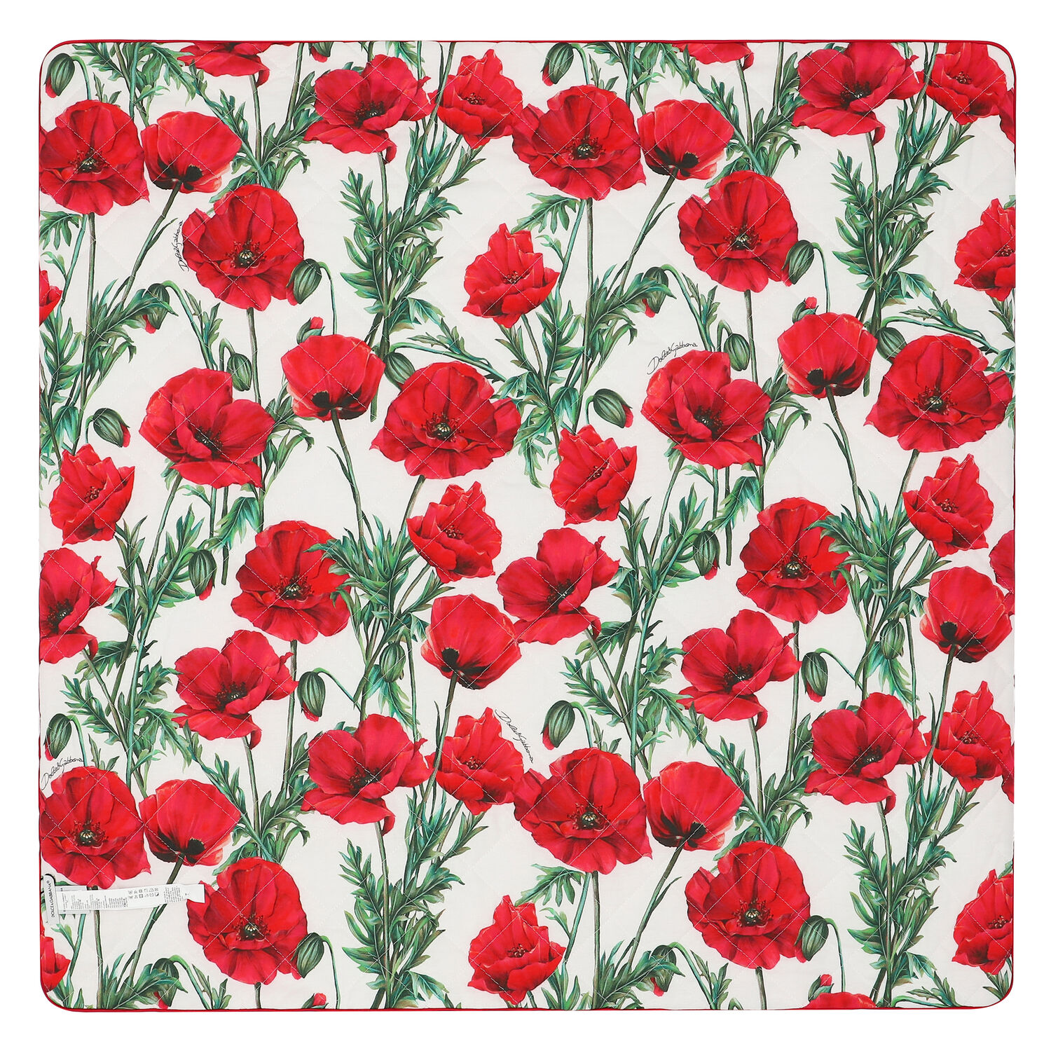 Baby Girls White & Red Poppy Blanket, 1, hi-res