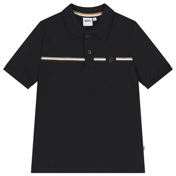 Boys Black Logo Polo Shirt