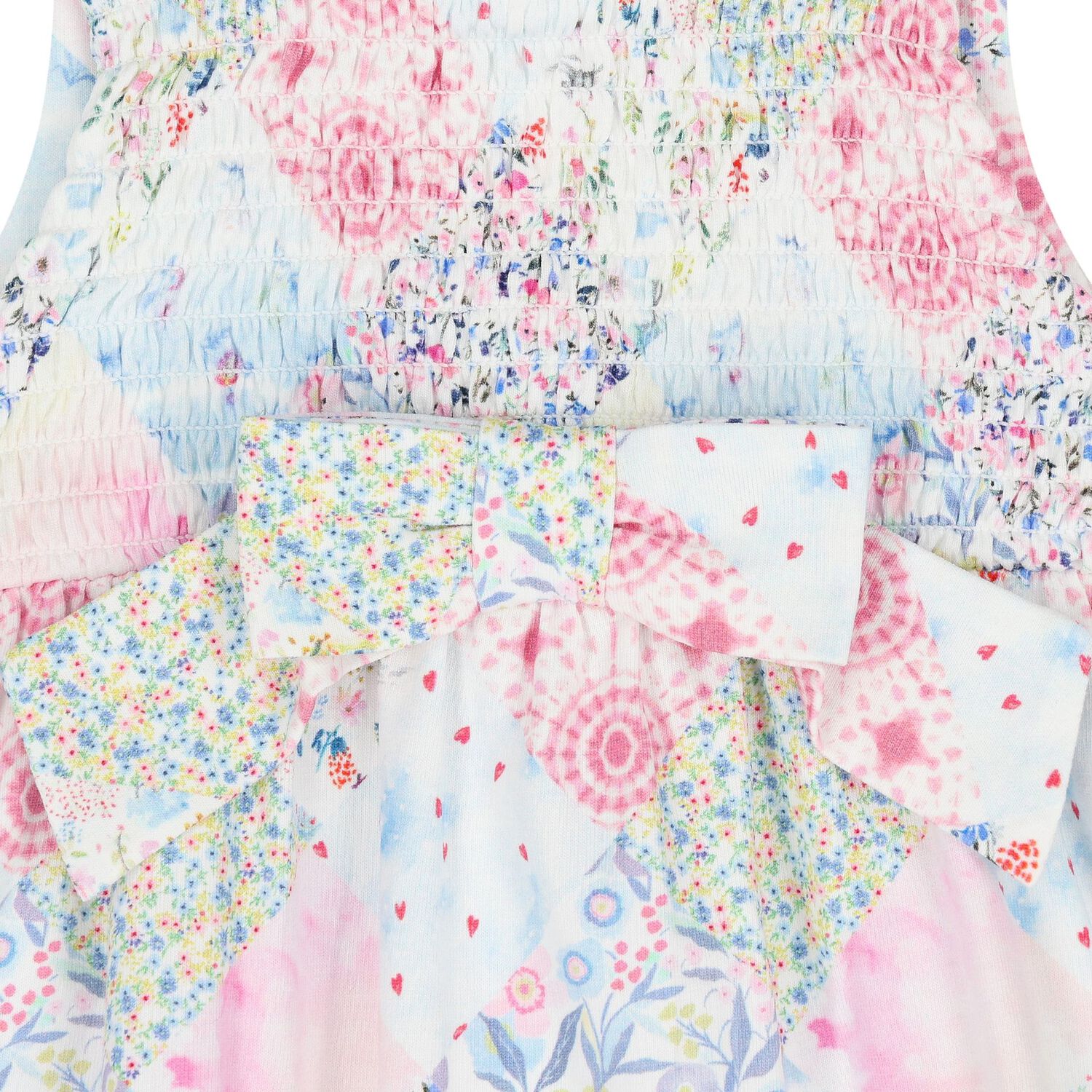 Baby Girls Pink Floral Shirred Romper, 1, hi-res