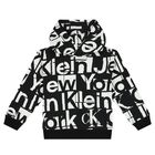 Boys Black & White Logo Hooded Top, 1, hi-res