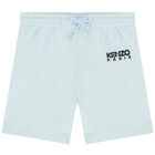 Younger Boys Blue Logo Shorts, 1, hi-res