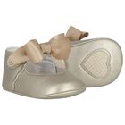 Baby Girls Gold Bow Pre Walker Shoes, 3, hi-res