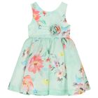 Girls Green Floral Dress, 1, hi-res
