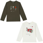 Boys Khaki & Ivory Skate Long Sleeve Top ( 2-Pack ), 2, hi-res