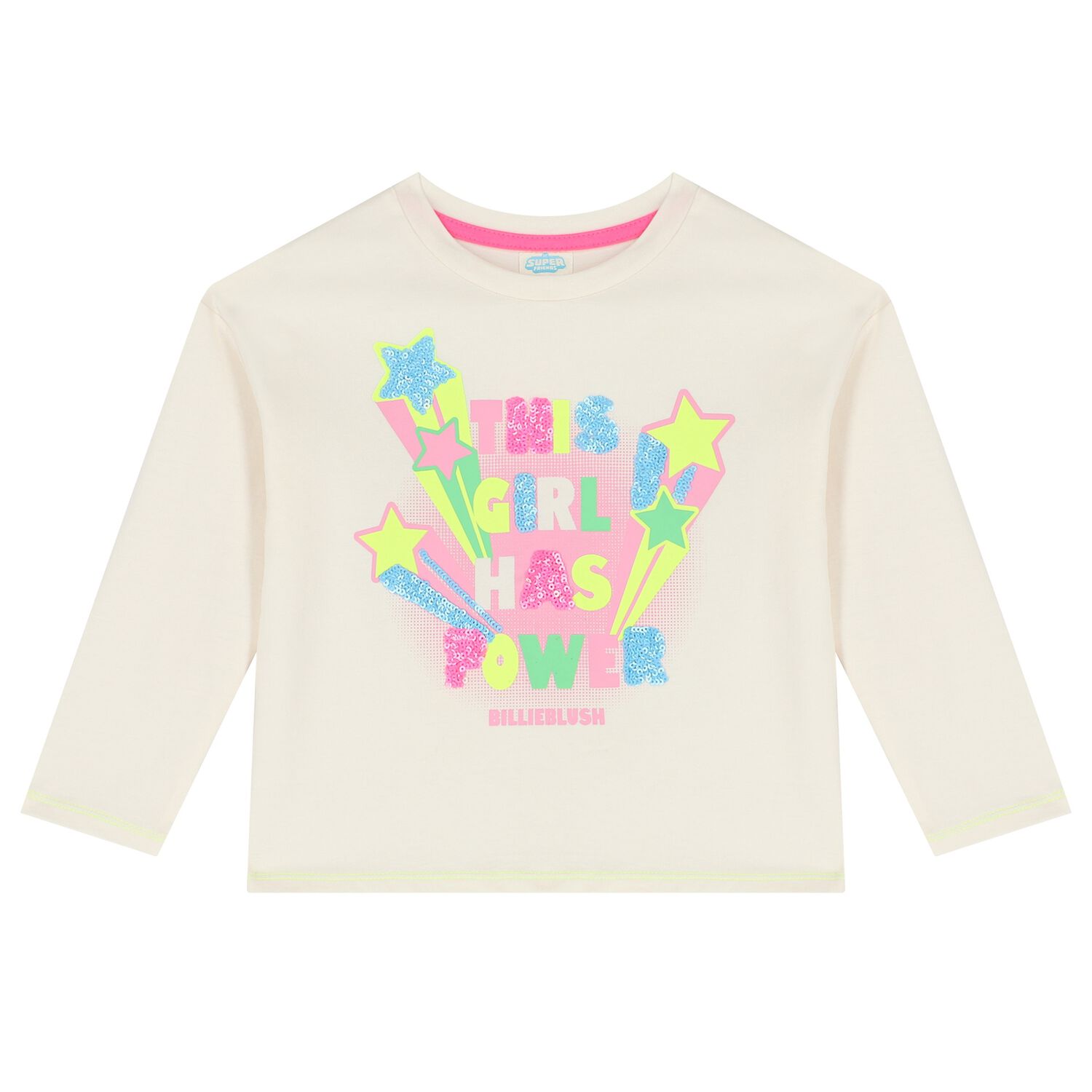 Girls Ivory Sequins Long Sleeve Top, 1, hi-res