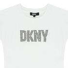 Girls White Studded Logo T-Shirt, 2, hi-res