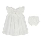 Baby Girls White Broderie Anglaise Dress Set, 1, hi-res