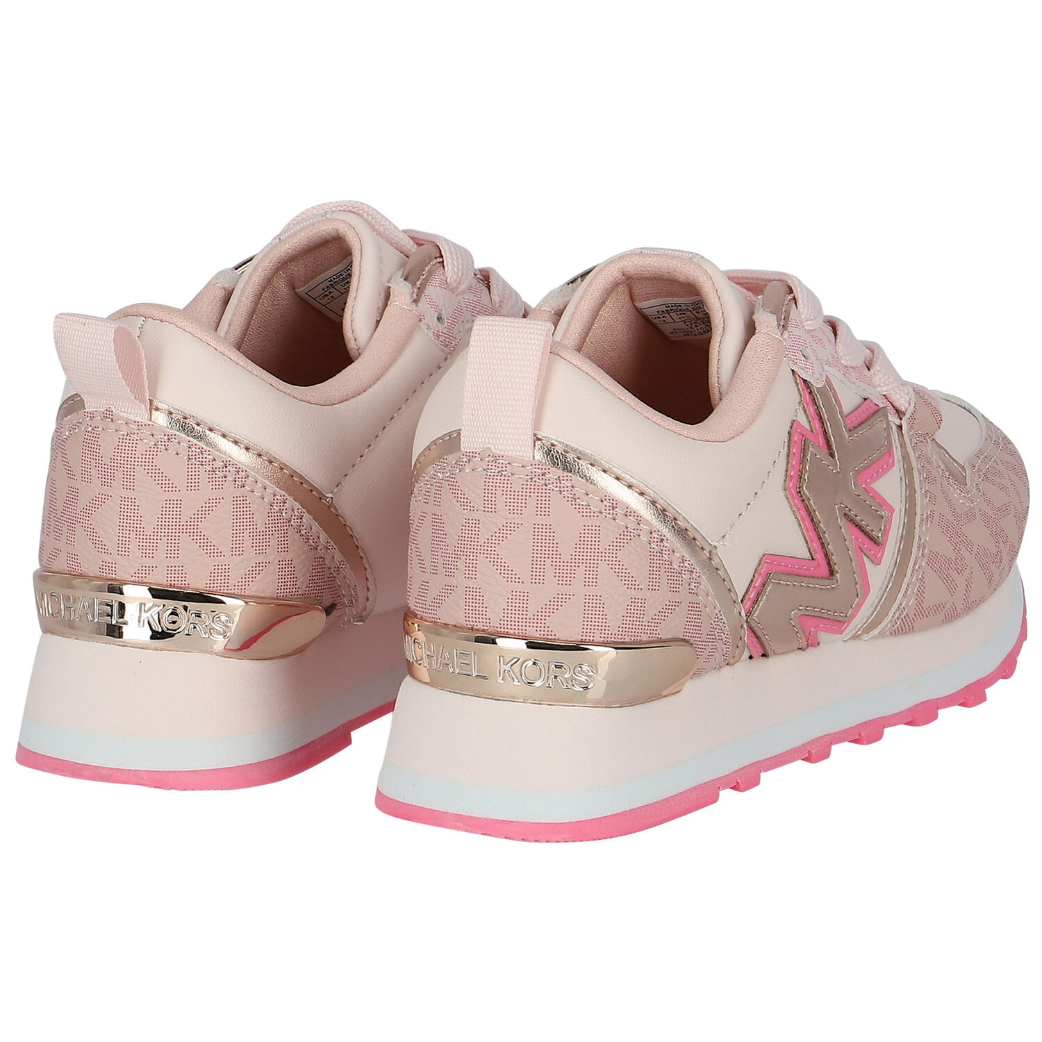 Girls Pink & Gold Logo Trainers, 1, hi-res