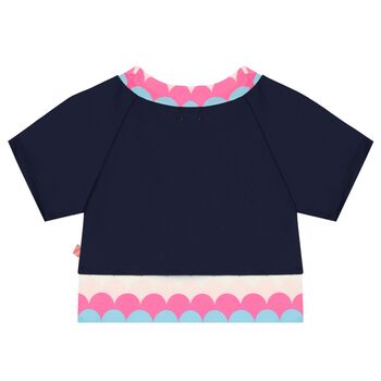 Girls Navy Blue & Pink Logo Heart T-Shirt