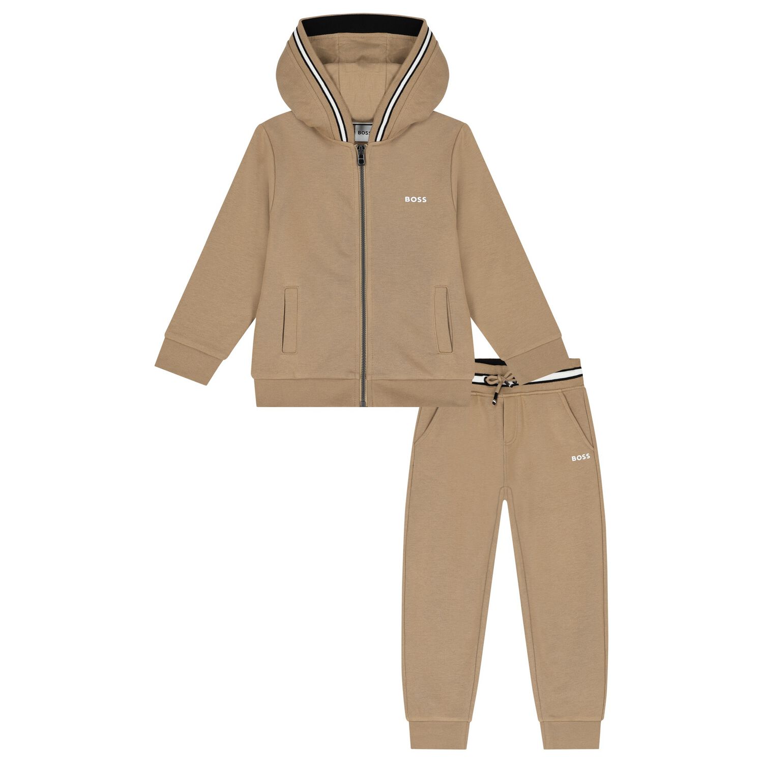 Boys Beige Logo Tracksuit, 2, hi-res image number null