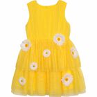 Girls Yellow Tulle Daisy Dress, 1, hi-res
