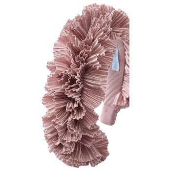 Girls Pink Pleated Ruffled Headband