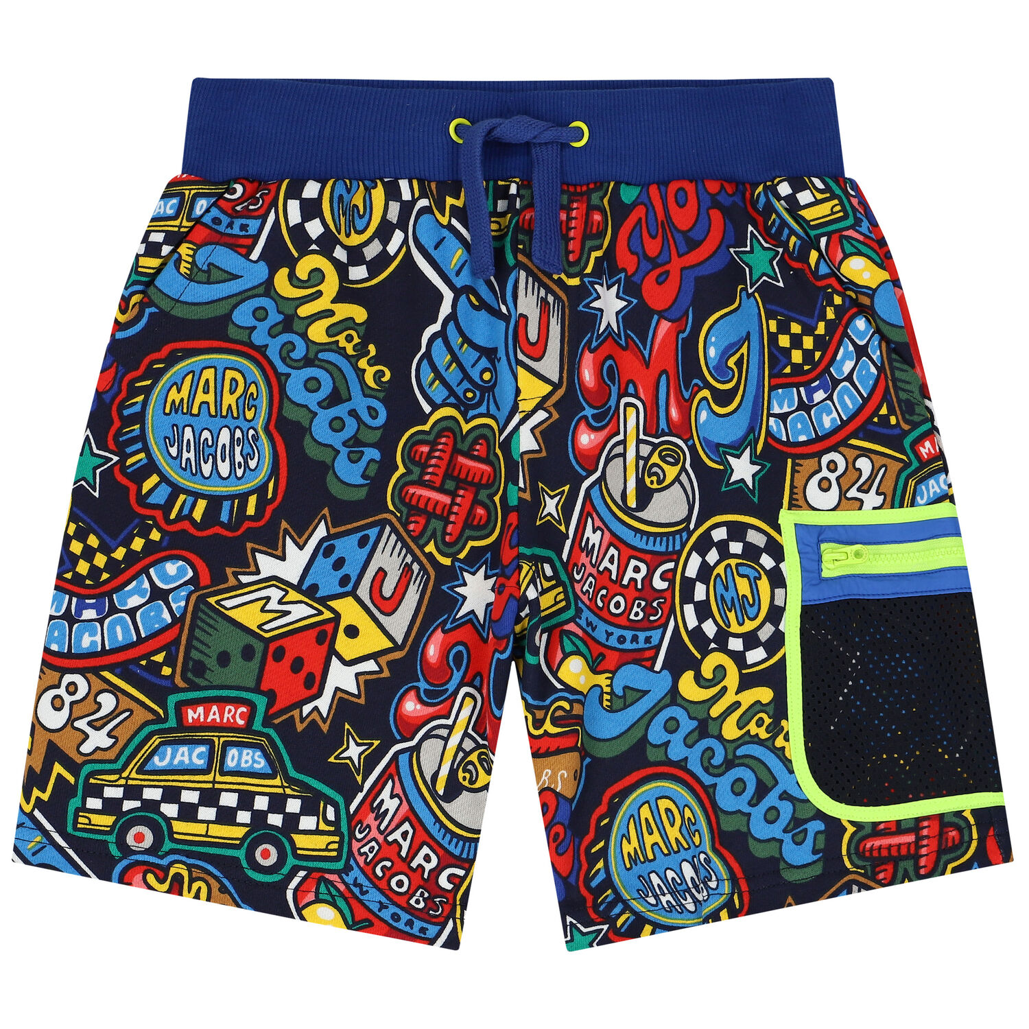 Boys Navy Blue Logo Shorts, 1, hi-res